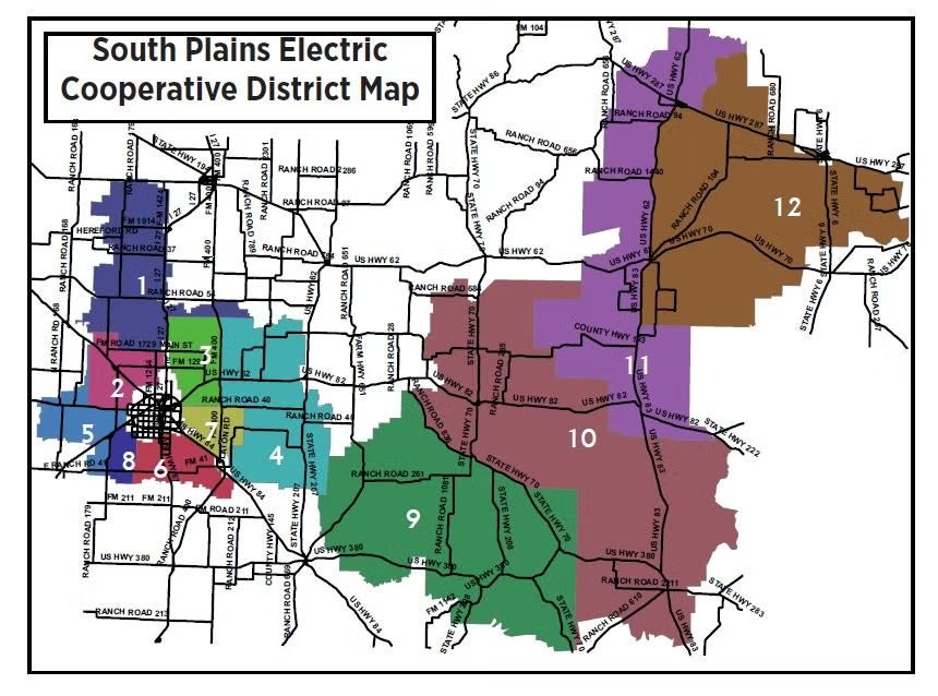 south plains electric cooperative district map